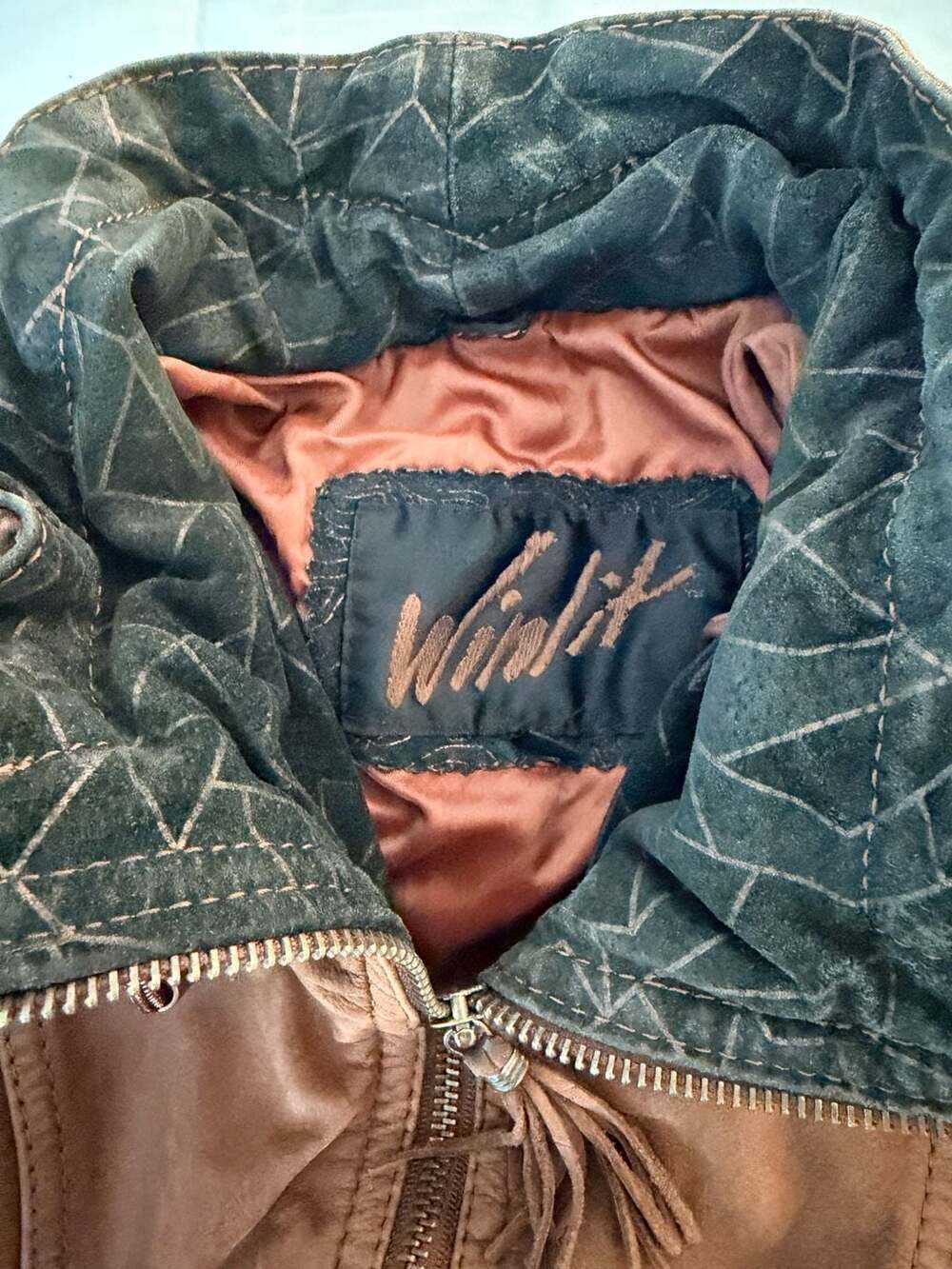 Vintage Genuine Leather Suede Bomber Jacket Brown Southwestern Western Women’s - Picture 6 of 14